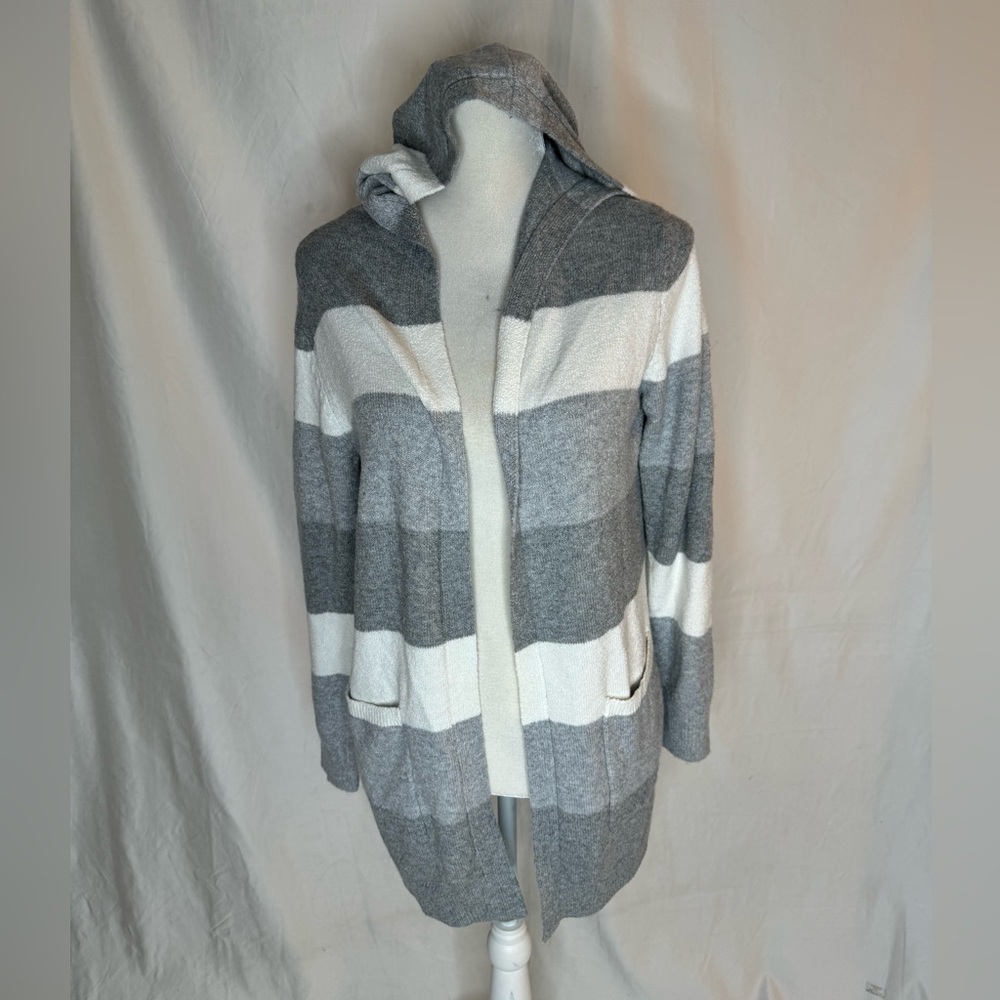 Women Verve Ami Misty Melange stripe grey white sweater size medium